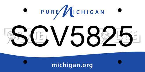 SCV5825 Michigan License Plate