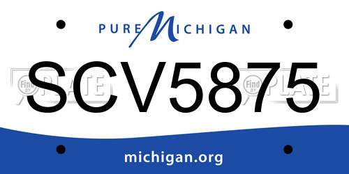 SCV5875 Michigan License Plate