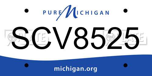 SCV8525 Michigan License Plate