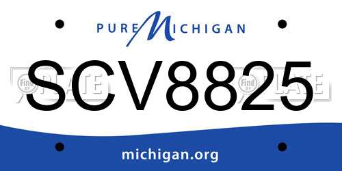 SCV8825 Michigan License Plate