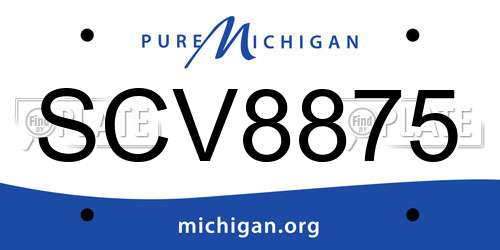 SCV8875 Michigan License Plate