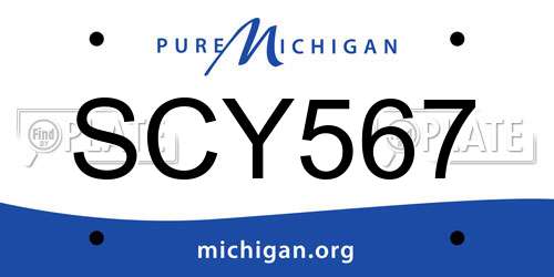SCY567 Michigan License Plate
