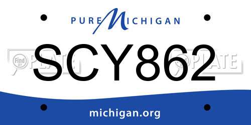 SCY862 Michigan License Plate