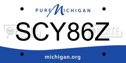 SCY86Z Michigan License Plate