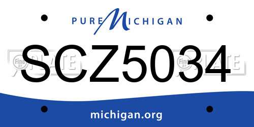SCZ5034 Michigan License Plate