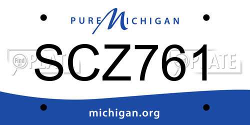 SCZ761 Michigan License Plate