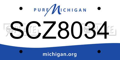 SCZ8034 Michigan License Plate