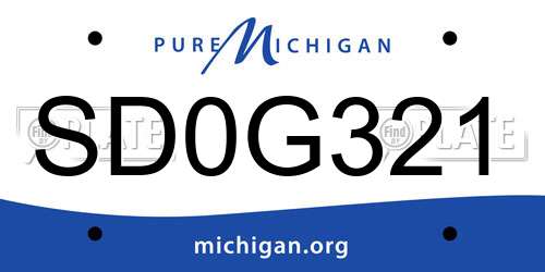 SD0G321 Michigan License Plate
