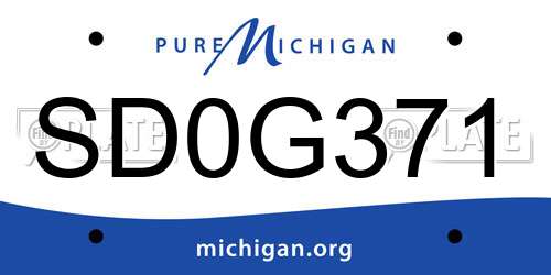 SD0G371 Michigan License Plate