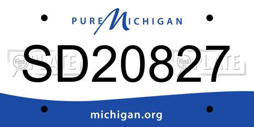SD20827 Michigan License Plate