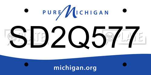 SD2Q577 Michigan License Plate