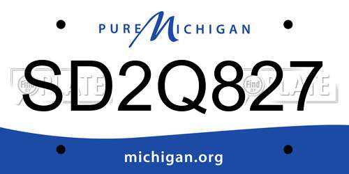 SD2Q827 Michigan License Plate