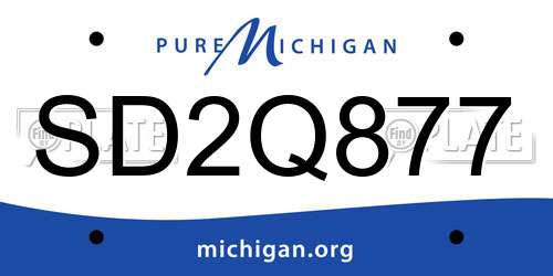 SD2Q877 Michigan License Plate