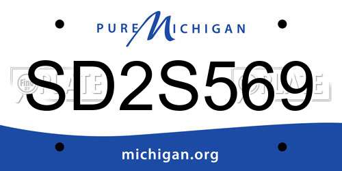 SD2S569 Michigan License Plate