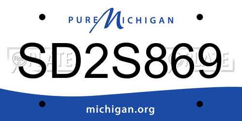 SD2S869 Michigan License Plate