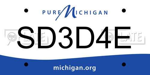 SD3D4E Michigan License Plate