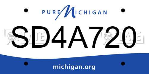 SD4A720 Michigan License Plate