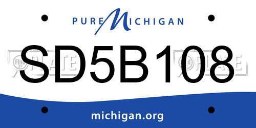 SD5B108 Michigan License Plate