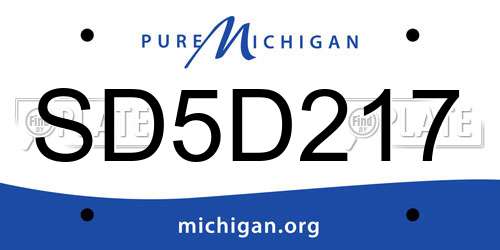 SD5D217 Michigan License Plate