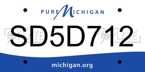 SD5D712 Michigan License Plate