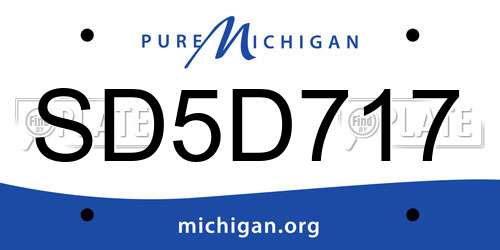 SD5D717 Michigan License Plate