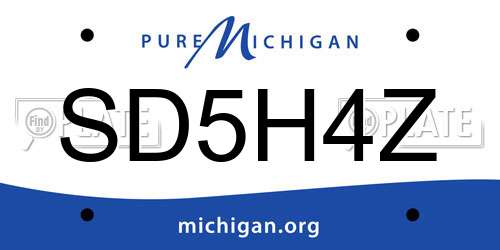 SD5H4Z Michigan License Plate