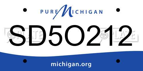 SD5O212 Michigan License Plate
