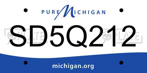 SD5Q212 Michigan License Plate