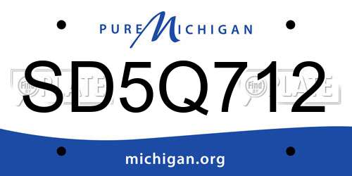 SD5Q712 Michigan License Plate