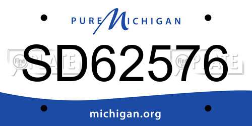 SD62576 Michigan License Plate