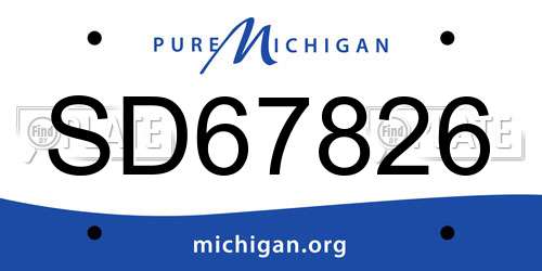 SD67826 Michigan License Plate