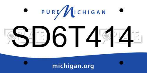 SD6T414 Michigan License Plate