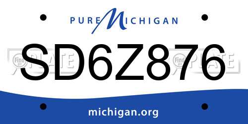 SD6Z876 Michigan License Plate