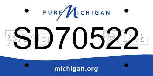 SD70522 Michigan License Plate