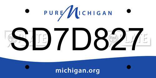 SD7D827 Michigan License Plate