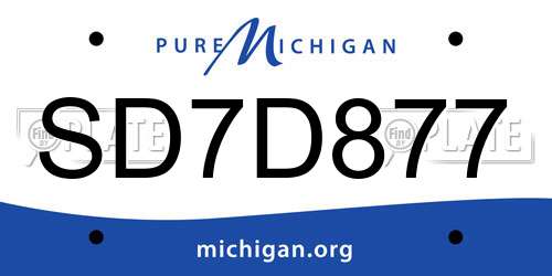 SD7D877 Michigan License Plate