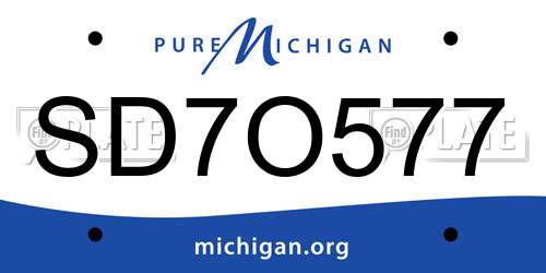 SD7O577 Michigan License Plate