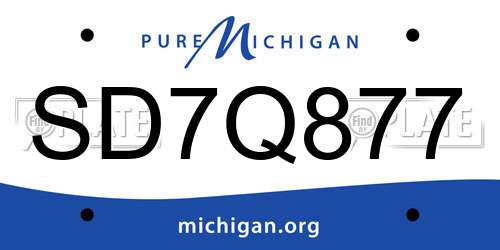 SD7Q877 Michigan License Plate
