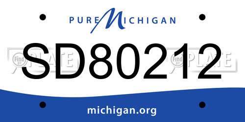 SD80212 Michigan License Plate