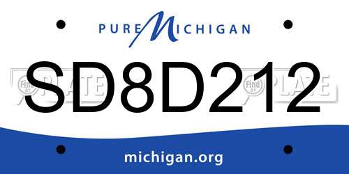 SD8D212 Michigan License Plate