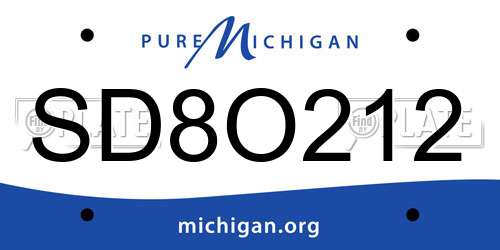 SD8O212 Michigan License Plate