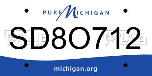 SD8O712 Michigan License Plate
