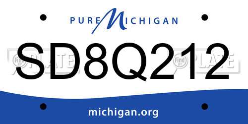 SD8Q212 Michigan License Plate