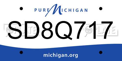SD8Q717 Michigan License Plate