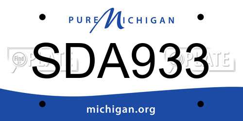 SDA933 Michigan License Plate