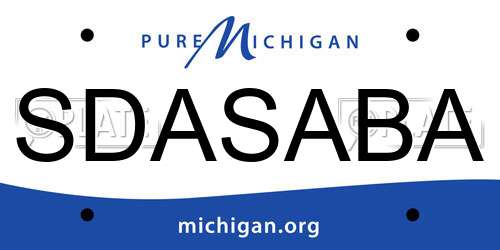 SDASABA Michigan License Plate