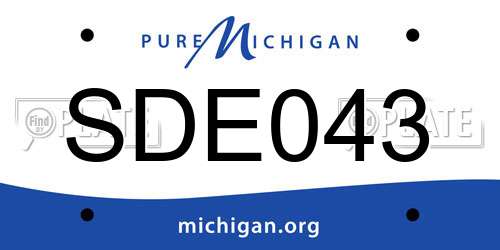 SDE043 Michigan License Plate