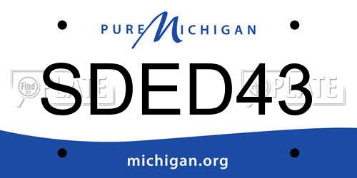 SDED43 Michigan License Plate