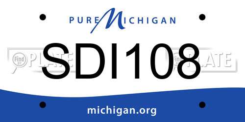 SDI108 Michigan License Plate