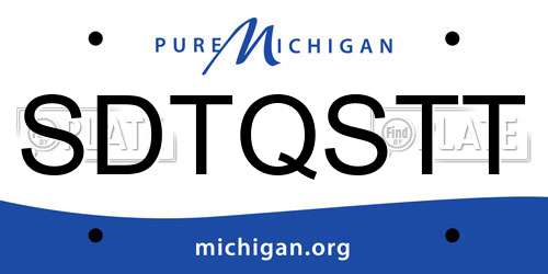 SDTQSTT Michigan License Plate